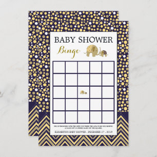 Bohemian Elephant and Chevron Baby Shower Bingo Invitation