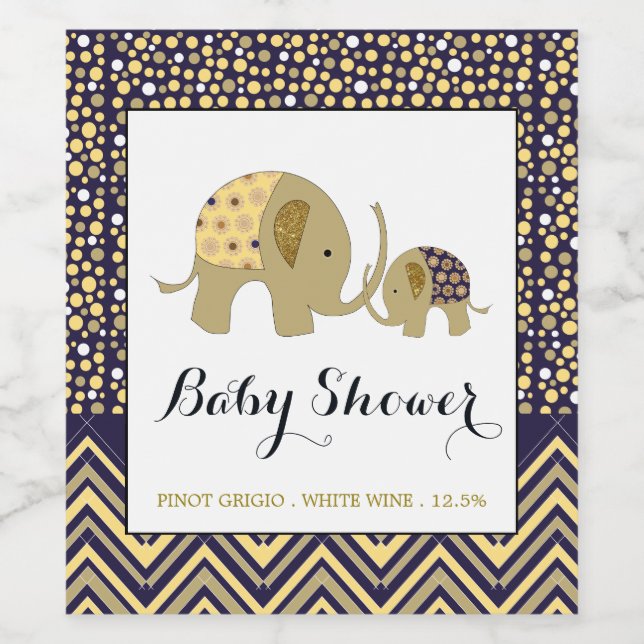 Bohemian Elephant and Chevron Baby Shower Wine Label (Single Label)
