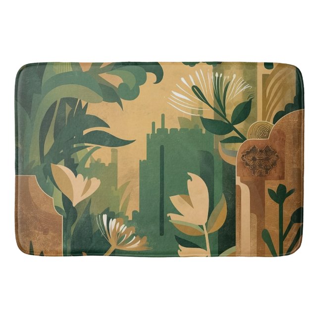 Bohemian Escape: Enchanting Botanical Bath Mat (Front)