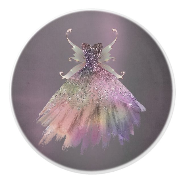 Bohemian Fairy Ball Gown | Muted Ombre Wine Sheen Ceramic Knob (Front)