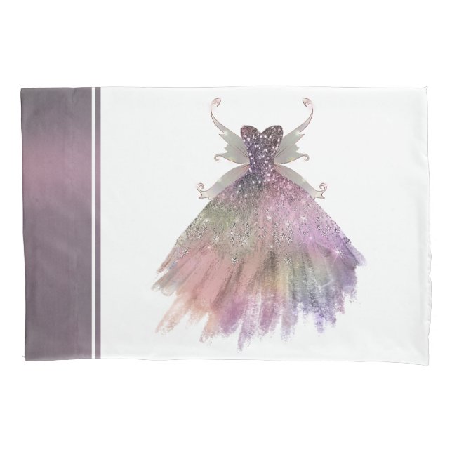 Bohemian Fairy Ball Gown | Muted Ombre Wine Sheen Pillowcase (Front)
