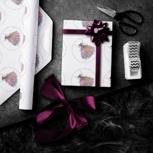 Bohemian Fairy Ball Gown Muted Ombre Wine Sheen Wrapping Paper