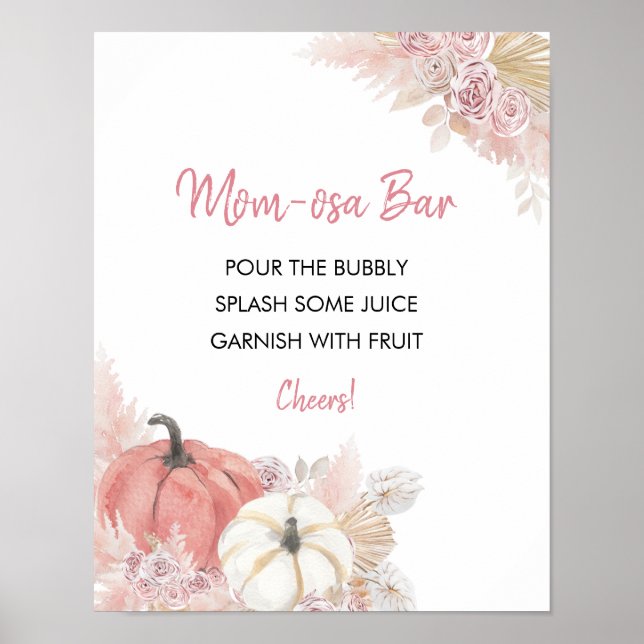 Bohemian Fall in Love Baby Shower Mum-osa Bar Post Poster (Front)