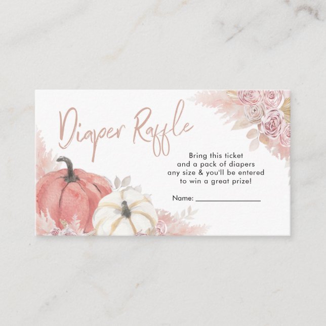 Bohemian Fall in Love Pumpkin Diaper Raffle Enclosure Card (Front)