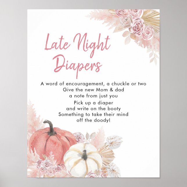Bohemian Fall in Love Pumpkin Late Night Diaper Poster (Front)