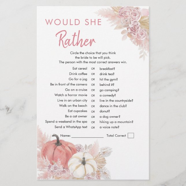 Bohemian Fall in Love Pumpkin Would She Rather (Front)