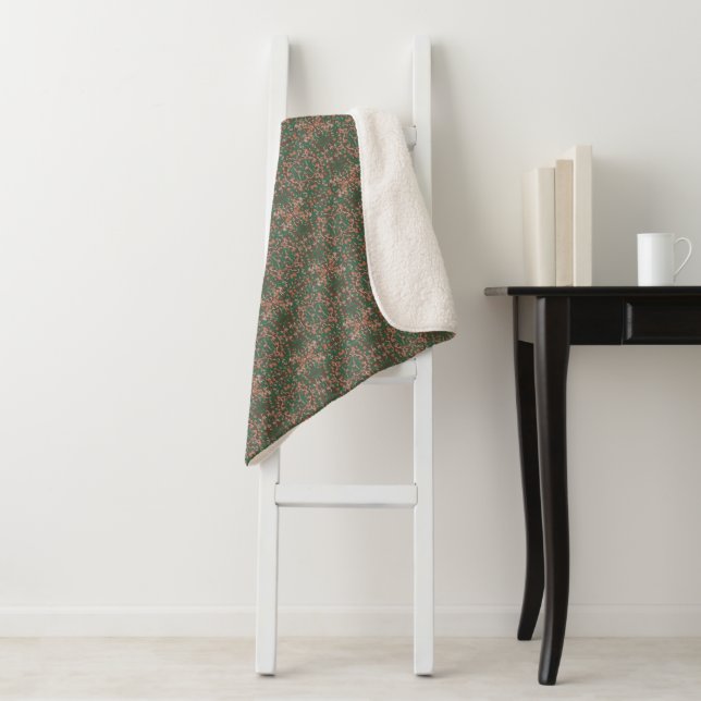 Bohemian Fall Leaf Greenery Seamless Pattern    Sherpa Blanket (In Situ)