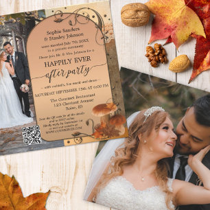 Bohemian Fall QR Code Photo After Wedding Invitation