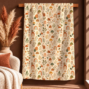 Bohemian Fall Sage Copper Rainbow Flowers Blanket
