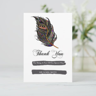 Bohemian Feather Thank You Card
