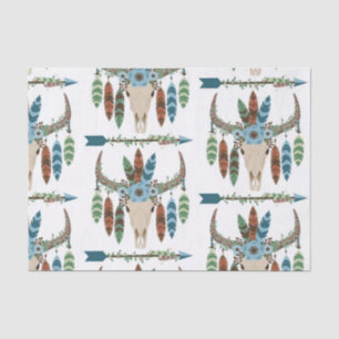 Bohemian Feathers Dreamcatcher Blue Antler Arrow Tissue Paper