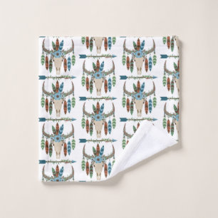 Bohemian Feathers Dreamcatcher Blue Antler  Arrow Wash Cloth