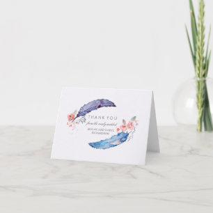 Bohemian Feathers Tribal Style Wedding Thank You Card