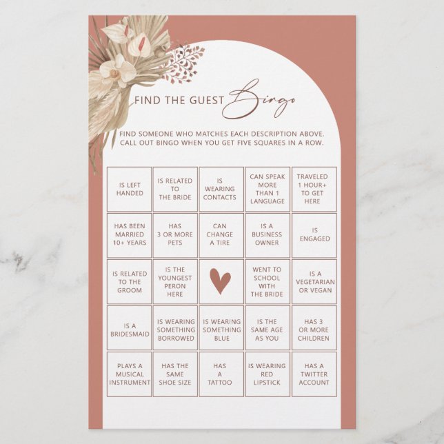 Bohemian find the guest bingo bridal shower game f flyer (Front)
