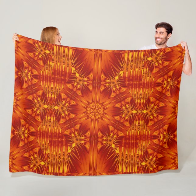 Bohemian Fire Flowers 141 Fleece Blanket (In Situ)