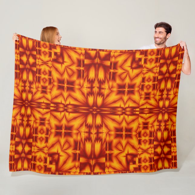 Bohemian Fire Flowers 241 Fleece Blanket (In Situ)