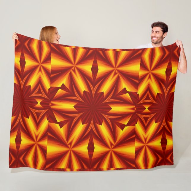 Bohemian Fire Flowers 25 Fleece Blanket (In Situ)