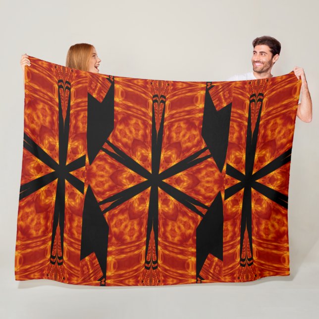 Bohemian Fire Flowers 80 Fleece Blanket (In Situ)