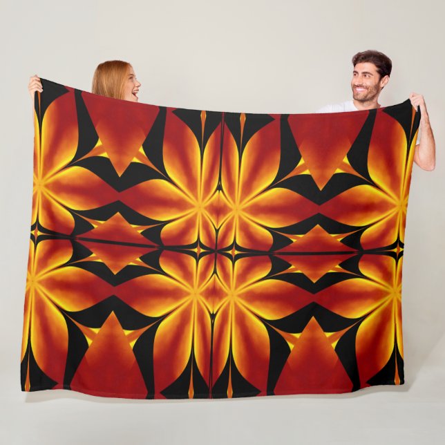 Bohemian Fire Flowers 92 Fleece Blanket (In Situ)