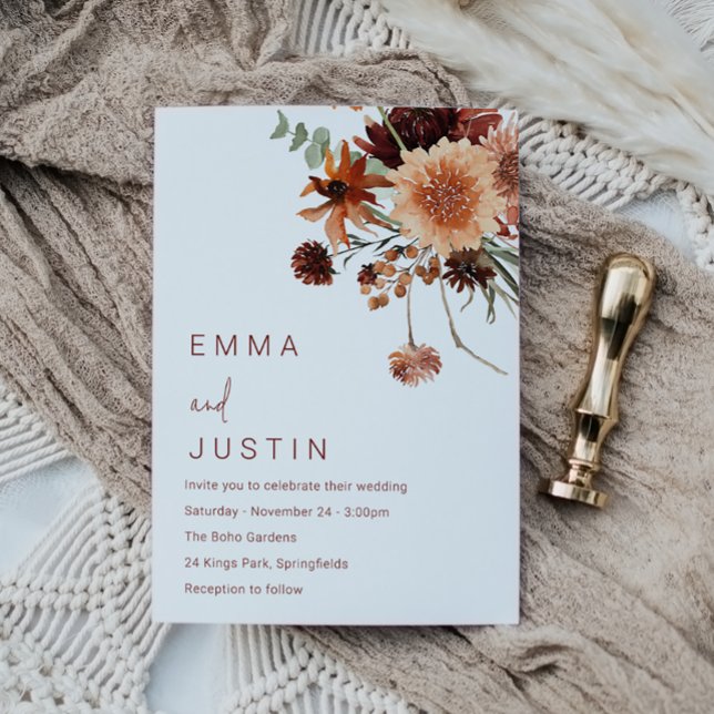 Bohemian Floral All Seasons Wedding Invitation (Creator Uploaded)