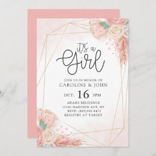 Bohemian Floral Baby Shower Invitation