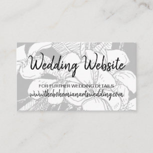 Bohemian Floral Black White Watermark Website Enclosure Card