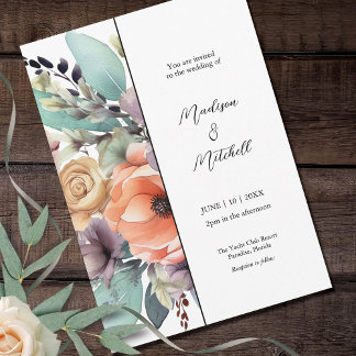 Bohemian Floral Bouquet Watercolor Invitation