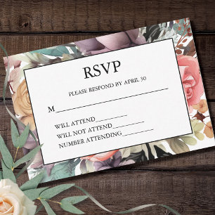 Bohemian Floral Bouquet Watercolor RSVP Card