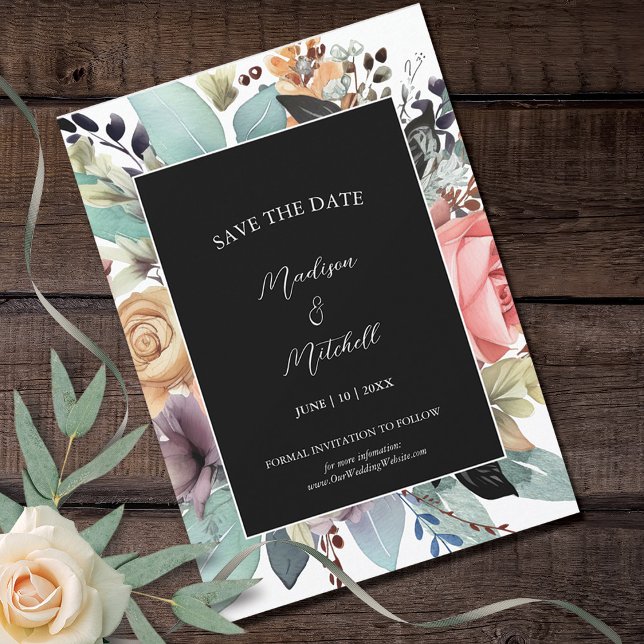 Bohemian Floral Bouquet Watercolor Save The Date (Creator Uploaded)