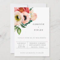 Bohemian Floral Bouquet Wedding Invitation