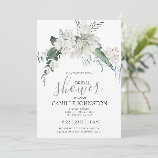 Bohemian Floral Bridal Shower Invitation (Standing Front)