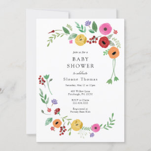 Bohemian Floral Bright Colour Baby Shower Invitation