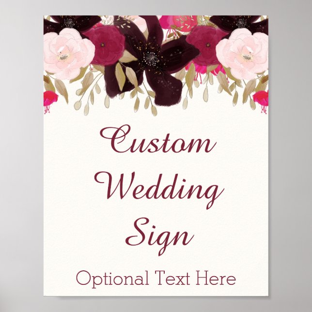 Bohemian Floral Cards & Gifts Custom Wedding Sign (Front)