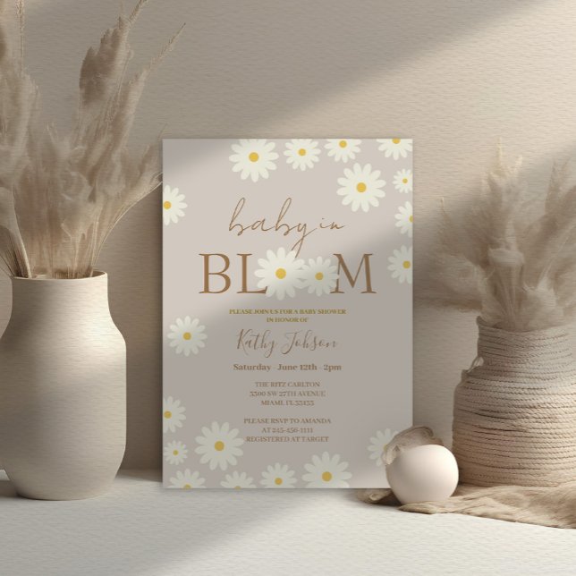 Bohemian Floral Daisy Baby in Bloom Shower  Invitation (Creator Uploaded)