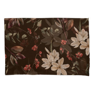 Bohemian Floral Dark: Watercolor Seamless Pattern Pillowcase