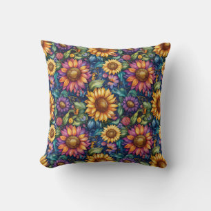 Bohemian Floral Dreamscape Vibrant Pattern Cushion