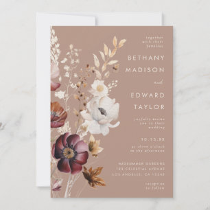 Bohemian Floral Fall All-In-One Wedding Invitation