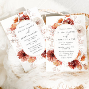 Bohemian Floral Fall Autumn Wedding Invitation