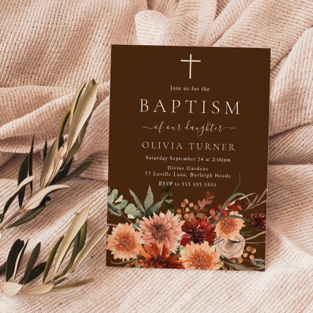 Bohemian Floral Fall & Summer Baptism Invitation (Creator Uploaded)