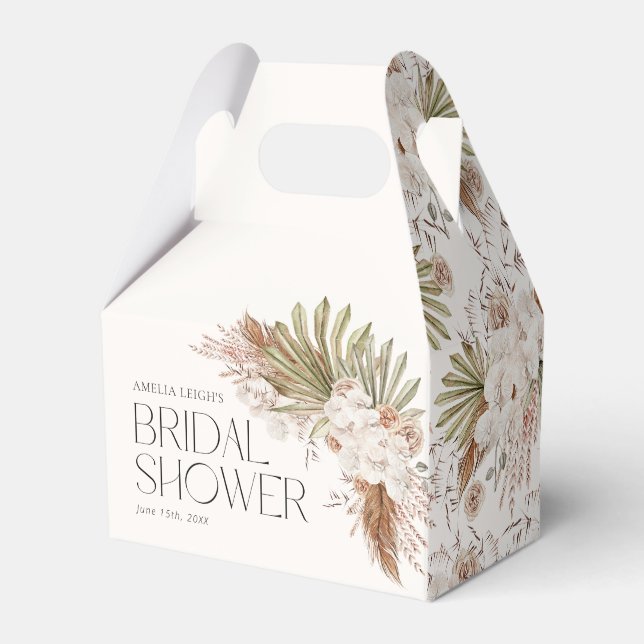 Bohemian Floral & Feathers Shower Favour Box (Front Side)