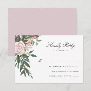 Bohemian Floral Frame Elegant Light Mauve Wedding RSVP Card