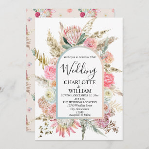 Bohemian Floral Frame Wedding  Invitation