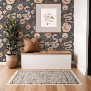 Bohemian Floral Holistic Snake Sun & Moon Pattern Wallpaper