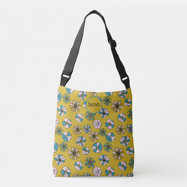 Bohemian Floral Pattern Crossbody Bag (Front)
