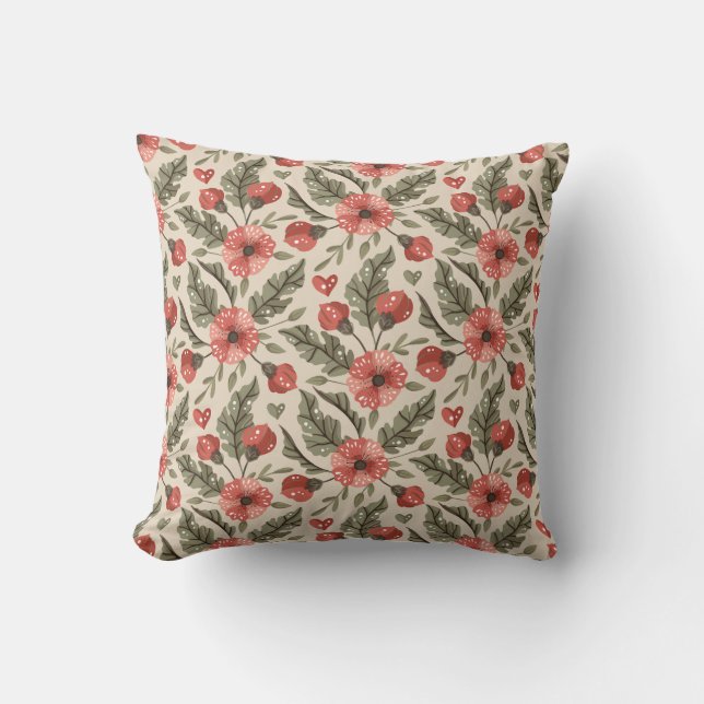 Bohemian Floral Pattern Cushion (Front)