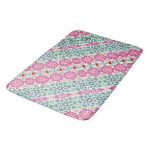 Bohemian floral pattern Watercolor mosaic design Bath Mat