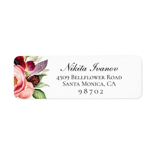 Bohemian Floral Return Address Label (Front)
