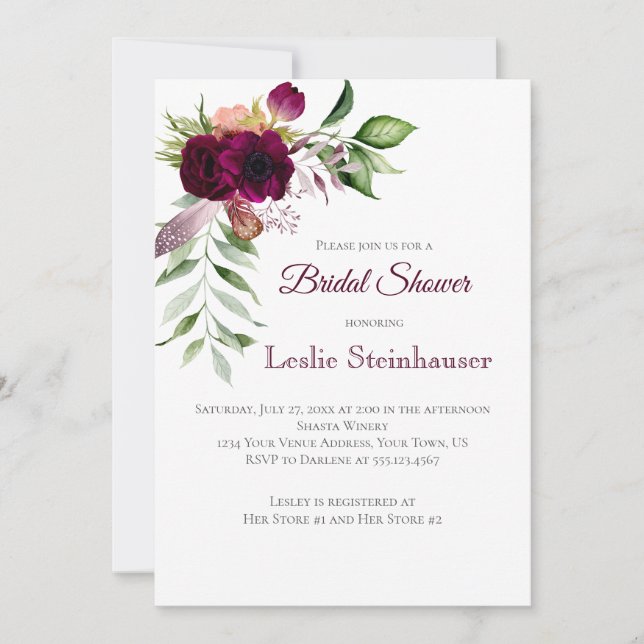 Bohemian Floral Romance Bridal Shower Invitation (Front)