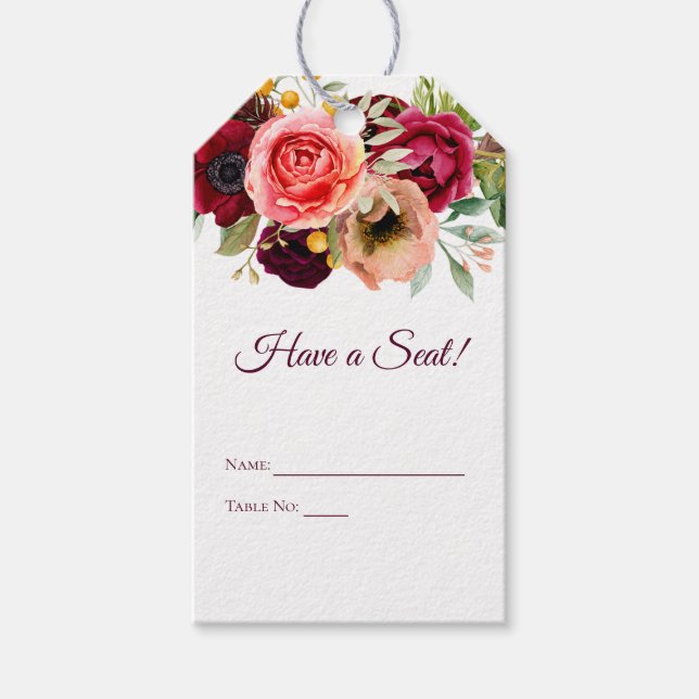 Bohemian Floral Romance Seating Tags (Front)