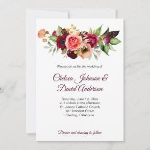 Bohemian Floral Romance Wedding Invitations
